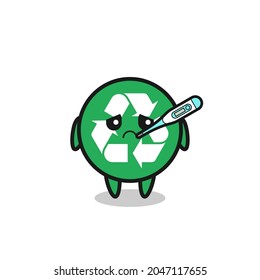 recycling mascot character with fever condition , cute design