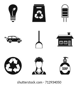 Recycling material icon set. Simple set of 9 recycling material vector icons for web design isolated on white background