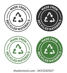 Recycling Materials Vector Icon Set. Eco-Friendly Substance Stamp Vector Symbol for UI Design.