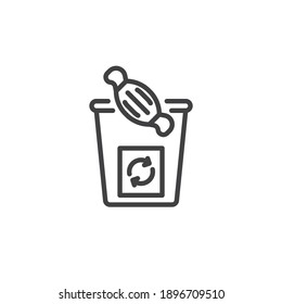 Recycling medical waste line icon. linear style sign for mobile concept and web design. Medical mask utilization outline vector icon. Symbol, logo illustration. Vector graphics