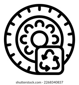 Reciclando el vector de contorno de icono de metal. Residuos de basura. Planta de programas