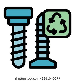 Recycling metal icon outline vector. Factory garbage. Process plant color flat
