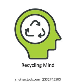 Recycling Mind Vector Fill outline Icon Design illustration. Nature and ecology Symbol on White background EPS 10 File