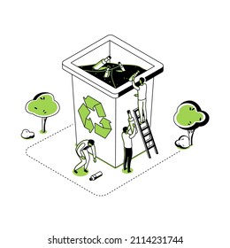 Recycling - modern line isometry design style illustration