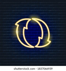 Recycling Neon Icon. Ecology Vector trendy colored symbols. Eco concept. Glowing illustration for design.
