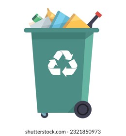Recycling on container over white