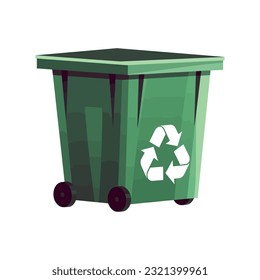 Recycling on green bin for environmant over white