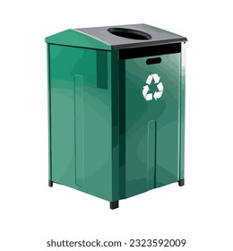 Recycling on metal bin over white