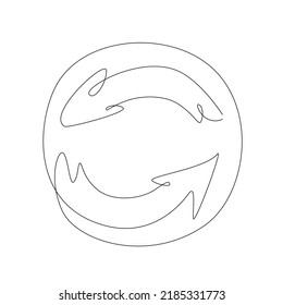 Recycling one line icon. Recycle sign outline. Reuse logo.