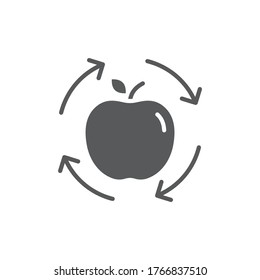 Recycling organic food vector icon symbol isolated on white background