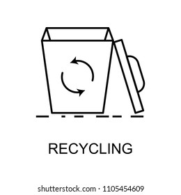 recycling outline icon. Element of enviroment protection icon with name for mobile concept and web apps. Thin line recycling icon can be used for web and mobile on white background