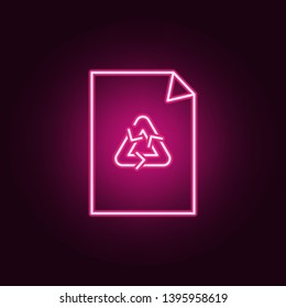 Recycling paper neon icon. Elements of ecology set. Simple icon for websites, web design, mobile app, info graphics
