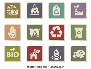 Recycling paper stickers icon set for user interface design