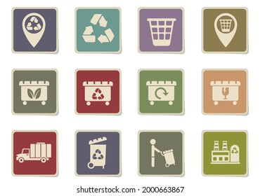 Recycling paper stickers icon set for user interface design