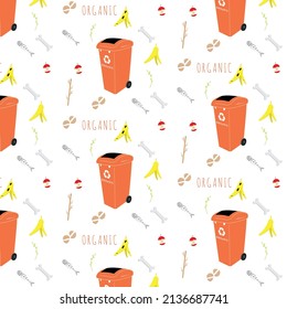 Recycling-Muster. Trennmuster für organische Abfälle zum Recycling. Muster für das Recycling von organischen Abfällen. Flache Vektorgrafik.