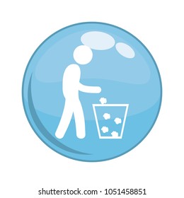 Recycling person button icon