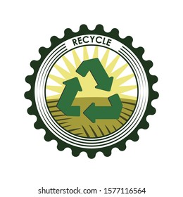Recycling pictogram Emblem of recycling arrows. Editable vector.