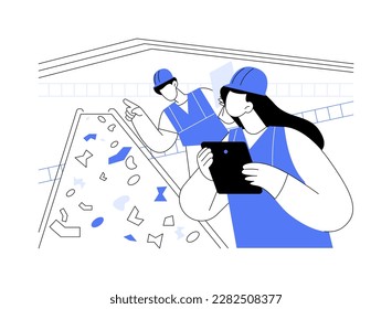 Recycling plant conveyor abstract concept vector illustration. Group of workers working with plant sorting equipment, separator for trash, waste management, recycling rubbish abstract metaphor.