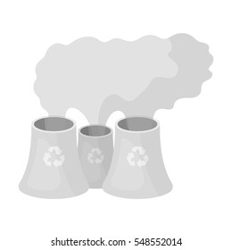 Recycling plant icon in outline style isolated on white background. Bio and ecology symbol stock vector illustration.