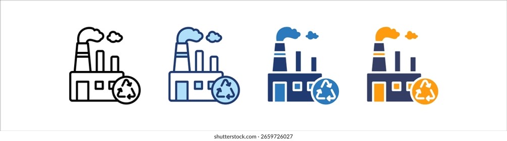 Conjunto de Ícones de Planta de Reciclagem Coleção de Vários Estilos