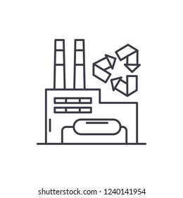 Recycling plant line icon concept. Recycling plant vector linear illustration, symbol, sign