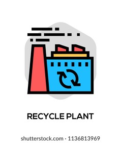 Recycling Plant Vector Flat Line Icon. Vector Concept For Web Graphics.