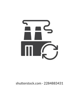 Recycling plant vector icon. filled flat sign for mobile concept and web design. Factory and recycling arrows glyph icon. Symbol, logo illustration. Vector graphics