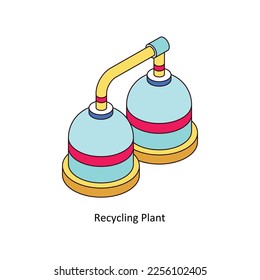 Recycling Plant Vector Isometric Filled Outline icon for your digital or print projects. stock illustration