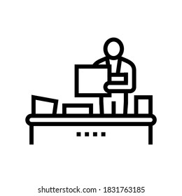 recycling plant worker sorting garbage line icon vector. recycling plant worker sorting garbage sign. isolated contour symbol black illustration