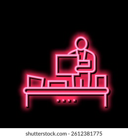 recycling plant worker sorting garbage neon light sign vector. recycling plant worker sorting garbage sign. isolated symbol illustration