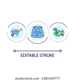 Recycling plants loop concept icon. Composting. Agricultural residues. Organic waste abstract idea thin line illustration. Agribusiness. Isolated outline drawing. Editable stroke. Arial font used