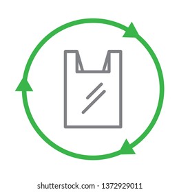 Recycling plastic bag icon. Stroke outline style. Vector. Isolate on white background.