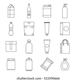 Recycling Plastic Bag Items Icons Set. Line Illustration Of 16 Recycling Plastic Bag Items Vector Icons Isolated On White Background