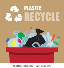 recycling plastic bin with text