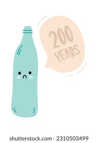 Ilustración del vector de caracteres de botellas plásticas de reciclado