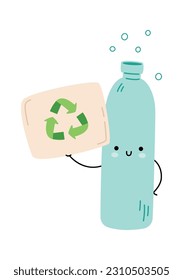 Recycling Plastic Bottle Character Vector Illustration