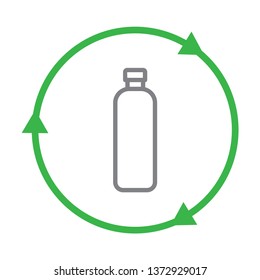 Recycling plastic bottle icon. Stroke outline style. Vector. Isolate on white background.