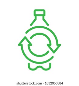 Recycling plastic bottle. Line vector. Isolate on white background.