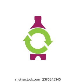 Reciclando botella de plástico. Vector de línea. Aislar sobre fondo blanco.