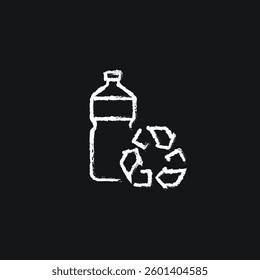 Recycling of plastic bottles chalk icon. Vector isolated black illustration.