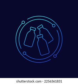 recycling plastic bottles icon, linear vector