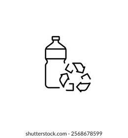 Recycling plastic bottles linear icon. Thin line customizable illustration. Contour symbol. Vector isolated outline drawing. Editable stroke