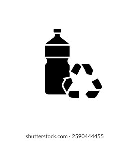 Recycling plastic bottles simple glyph icon. Vector solid isolated black illustration.