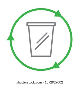 Recycling plastic cup icon. Stroke outline style. Vector. Isolate on white background.
