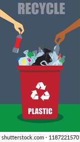 recycling plastic drop to recycle bin