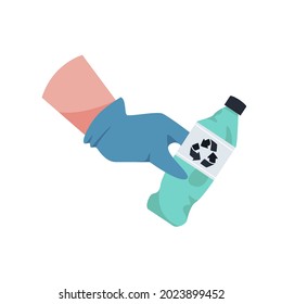 Recycling plastic trash isolated vector illustration. Cleaning and sorting junk design element. 