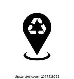 Recycling point icon design. sync map pin pointer. isolated on white background. vector illustration