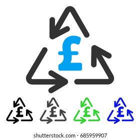 Recycling Pound Cost flat vector pictogram. Colored recycling pound cost gray, black, blue, green icon variants. Flat icon style for graphic design.