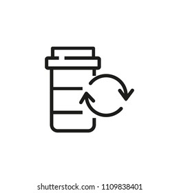 Recycling prescription medicine bottle line icon. Prescription, pill, package. Ecology concept. Vector illustration can be used for topics like medical problem, chemistry, pharmacy