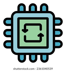 Recycling processor icon outline vector. Chemical factory. Garbage program color flat